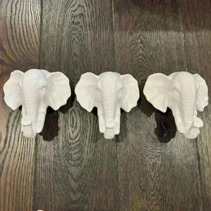 White  Ceramic Elephant Wall Decor - 3